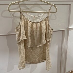 Kirra Sheer Mandala Print Cream Tank Top - Size Medium